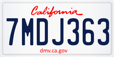 CA license plate 7MDJ363