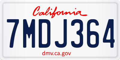 CA license plate 7MDJ364