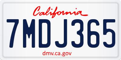 CA license plate 7MDJ365