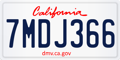 CA license plate 7MDJ366