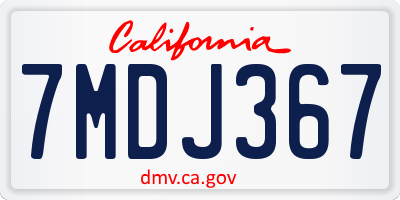 CA license plate 7MDJ367