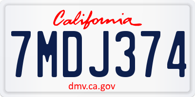 CA license plate 7MDJ374