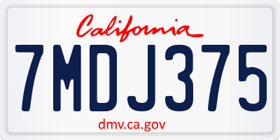 CA license plate 7MDJ375