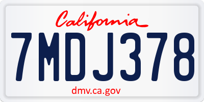 CA license plate 7MDJ378