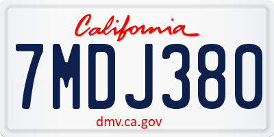 CA license plate 7MDJ380