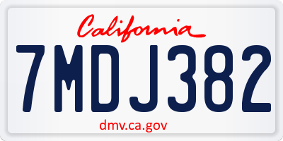 CA license plate 7MDJ382