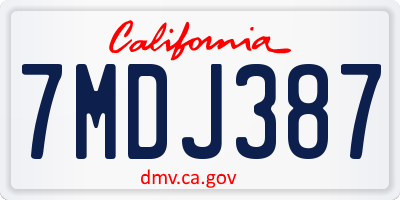 CA license plate 7MDJ387