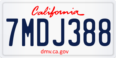 CA license plate 7MDJ388