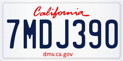 CA license plate 7MDJ390