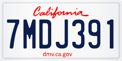 CA license plate 7MDJ391