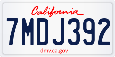 CA license plate 7MDJ392