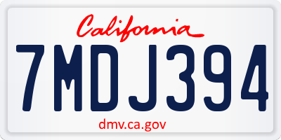 CA license plate 7MDJ394