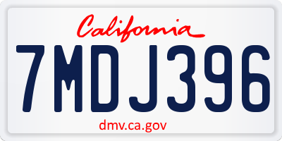 CA license plate 7MDJ396
