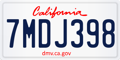 CA license plate 7MDJ398
