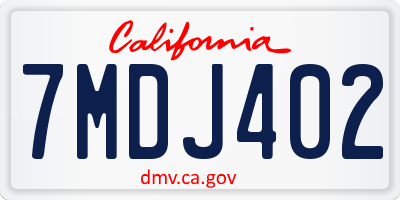 CA license plate 7MDJ402