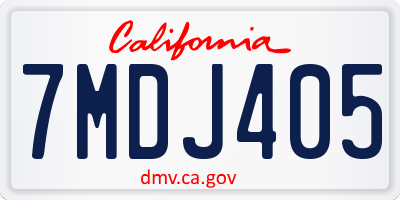 CA license plate 7MDJ405