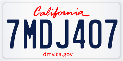 CA license plate 7MDJ407