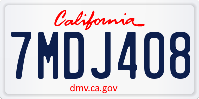 CA license plate 7MDJ408