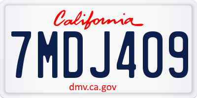CA license plate 7MDJ409