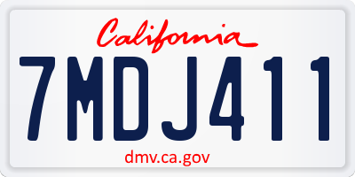 CA license plate 7MDJ411