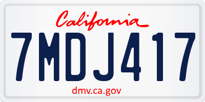 CA license plate 7MDJ417