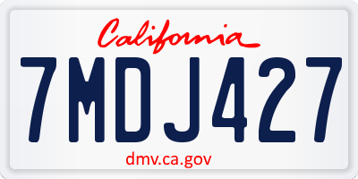 CA license plate 7MDJ427