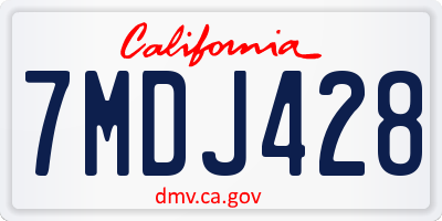 CA license plate 7MDJ428