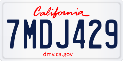 CA license plate 7MDJ429