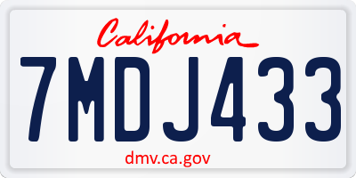 CA license plate 7MDJ433