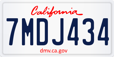 CA license plate 7MDJ434
