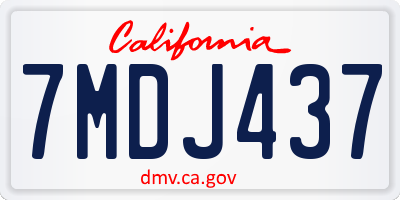 CA license plate 7MDJ437