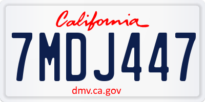 CA license plate 7MDJ447
