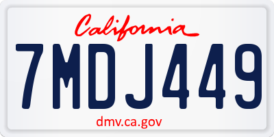 CA license plate 7MDJ449