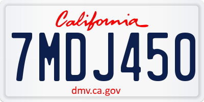 CA license plate 7MDJ450