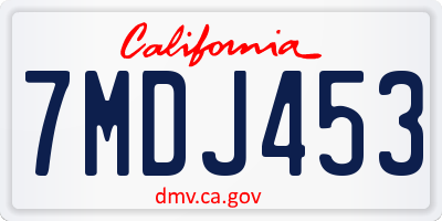 CA license plate 7MDJ453