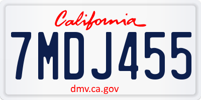 CA license plate 7MDJ455
