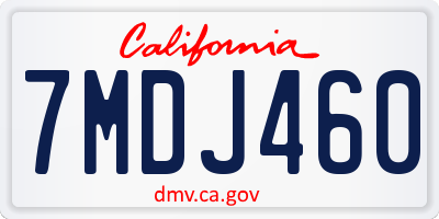 CA license plate 7MDJ460