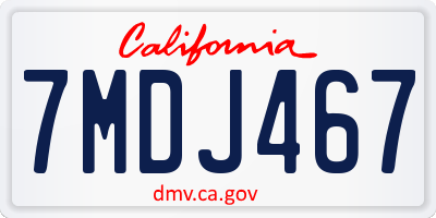 CA license plate 7MDJ467
