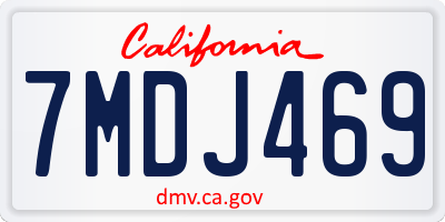 CA license plate 7MDJ469