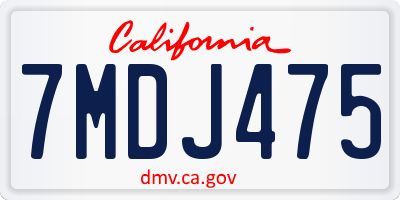 CA license plate 7MDJ475