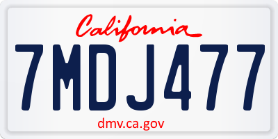 CA license plate 7MDJ477