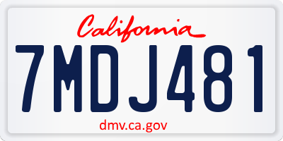 CA license plate 7MDJ481