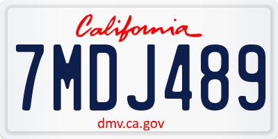 CA license plate 7MDJ489