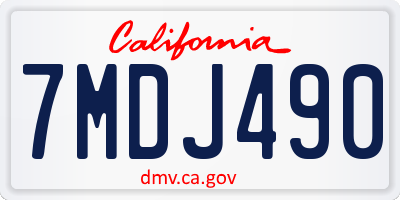 CA license plate 7MDJ490