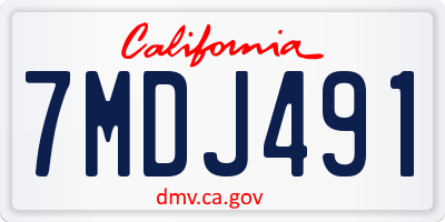 CA license plate 7MDJ491