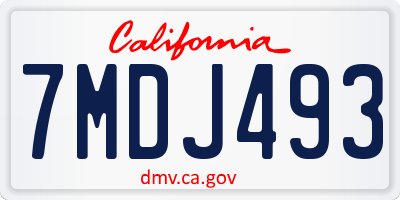 CA license plate 7MDJ493