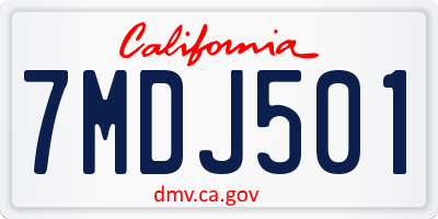 CA license plate 7MDJ501