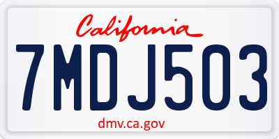 CA license plate 7MDJ503