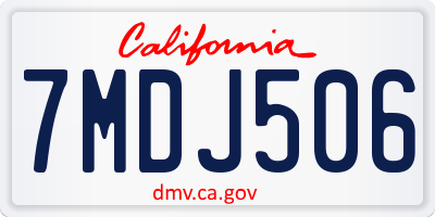 CA license plate 7MDJ506