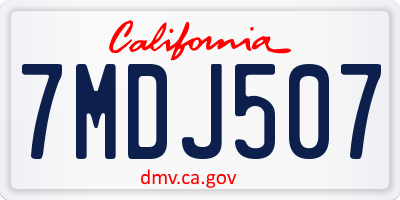 CA license plate 7MDJ507